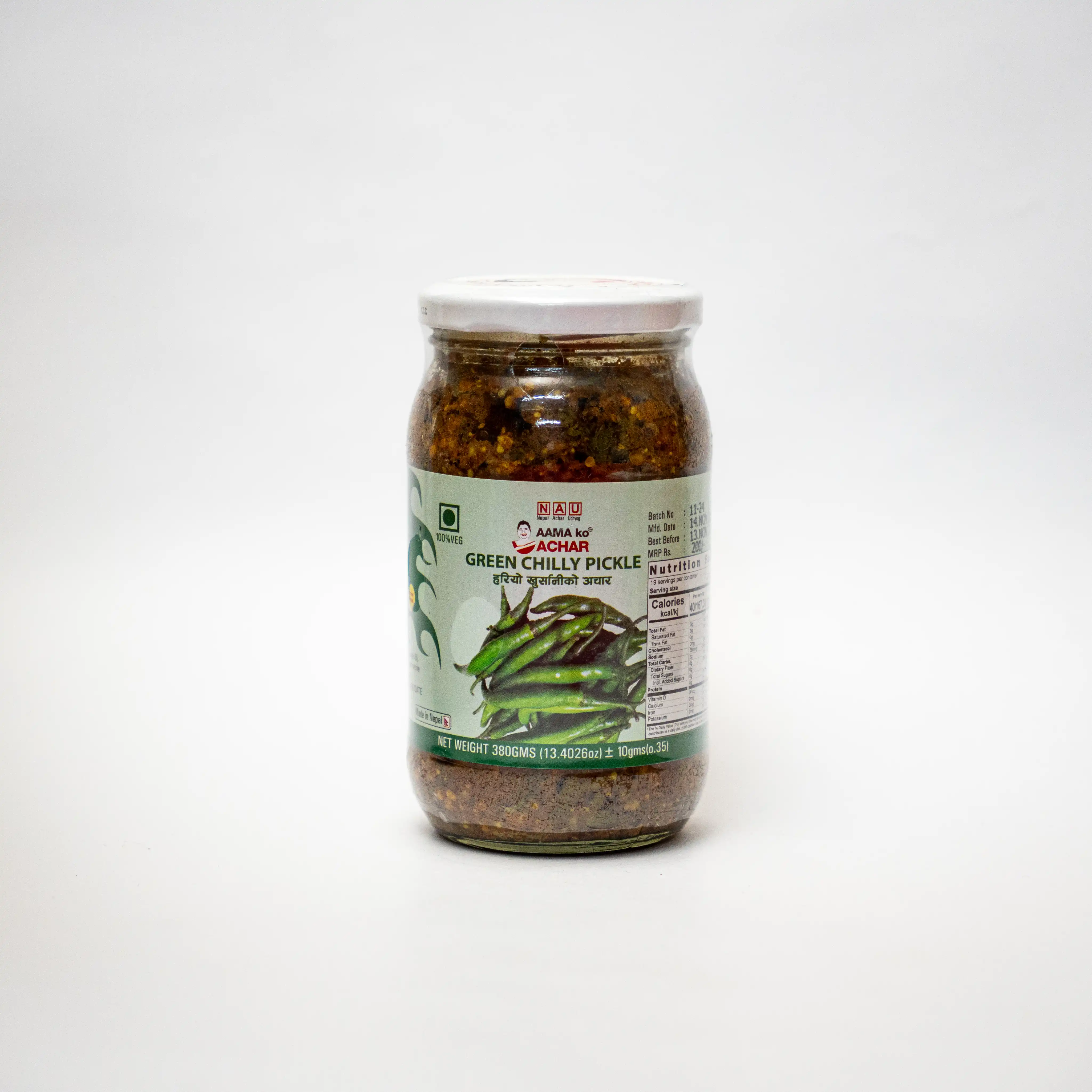 Aama ko Green Chilly pickle 380gm