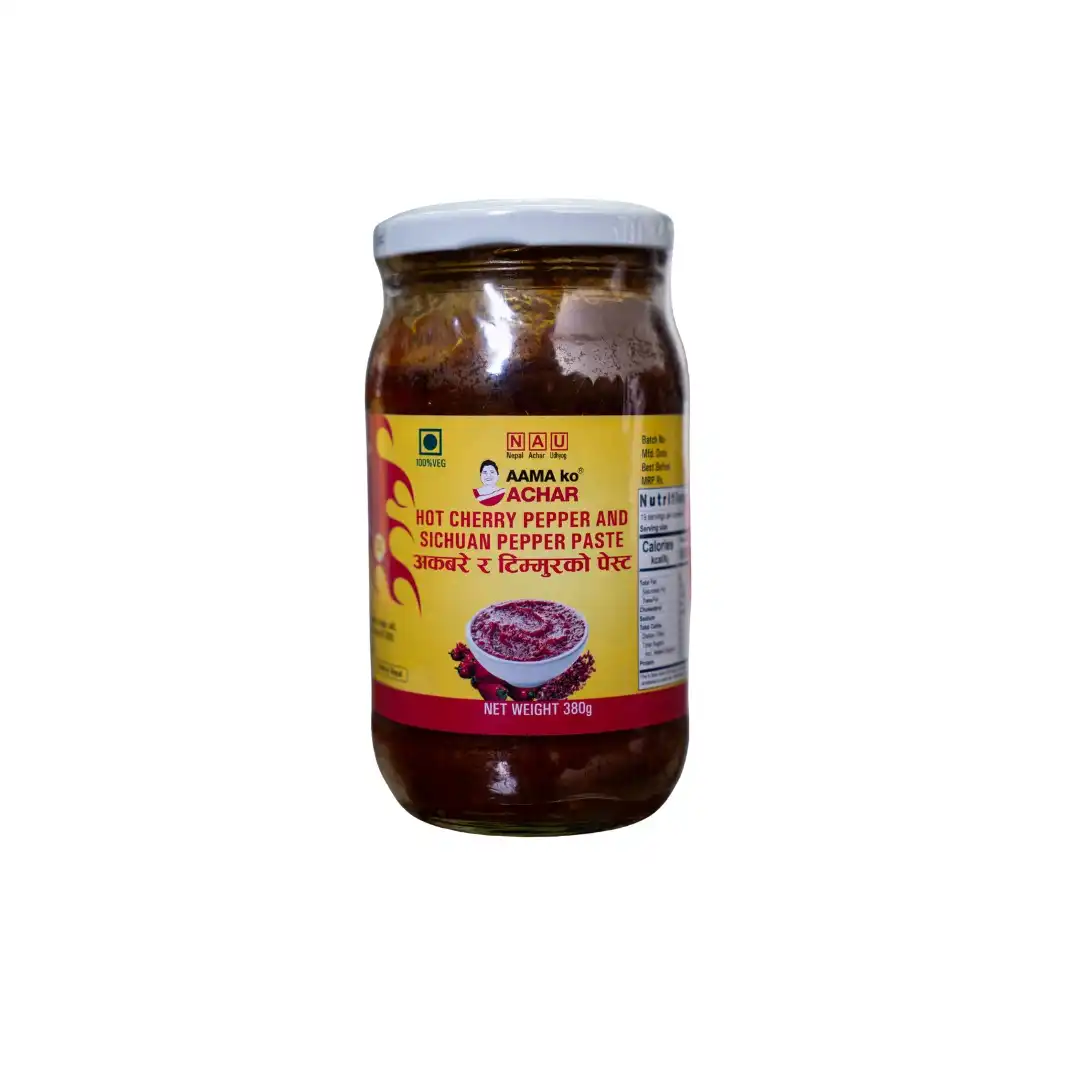Aama ko  HOT CHERRY PEPPER AND SICHUAN PEPPER PASTE ( अकबरे र टिमुरको पेस्ट ) 380gm